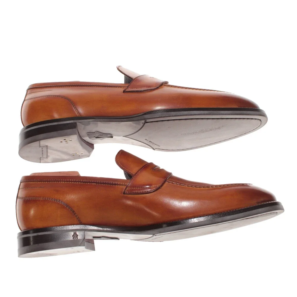Di Bianco NWB Slip On Penny Loafers Size 40.5 (US 7.5) in Brown Leather